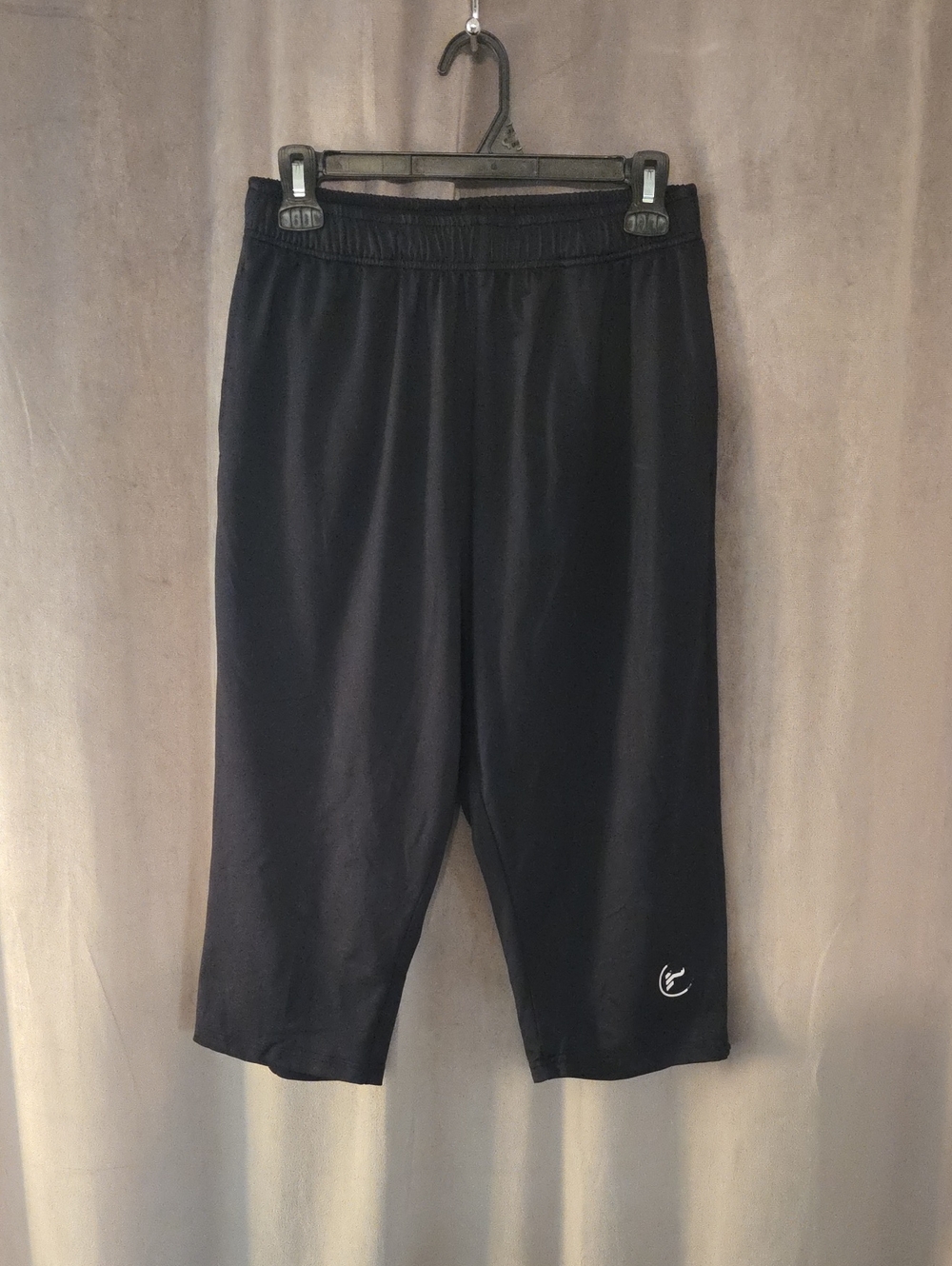Men's Black Mid-Length Athletic Joggers with Subtle Logo